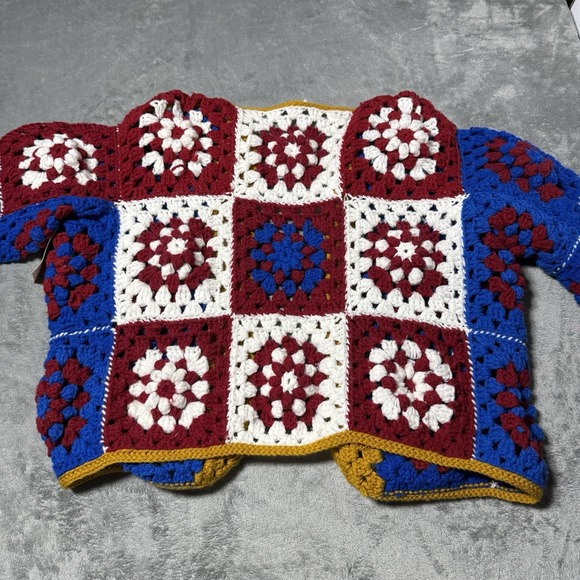 VTG 90s Handmade Grandma Crochet Oversized Open Cardigan One Size Fits Most - Picture 5 of 8